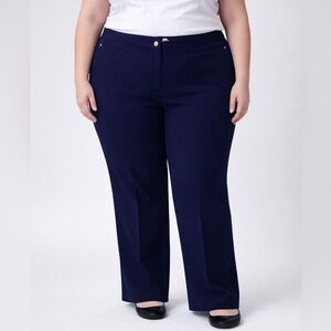 LAURA PLUS PETITES Navy Blue Zip Front Trousers size 16